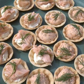 Hot Smoked Trout and Horseradish Cream Canapes 